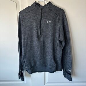 Nike Running Sweater 1/2 Zip Therma Sphere Micro Grid Heathered Grey Mens Medium